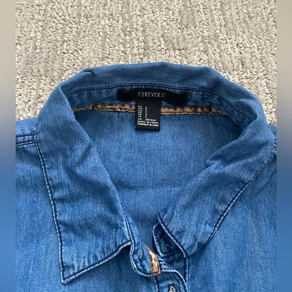Forever 21 Blue Denim Shirt - Picture 2 of 3